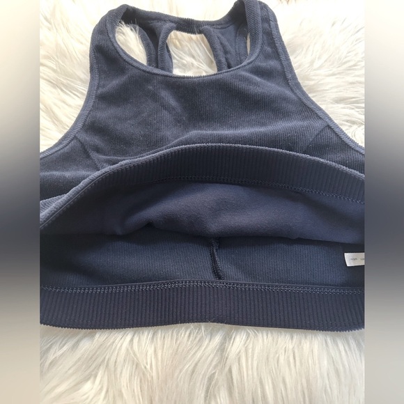💖5 for $50💖AERIE Dark Blue Racerback Sports bra Velvety Ribbed High Neck - Picture 5 of 5